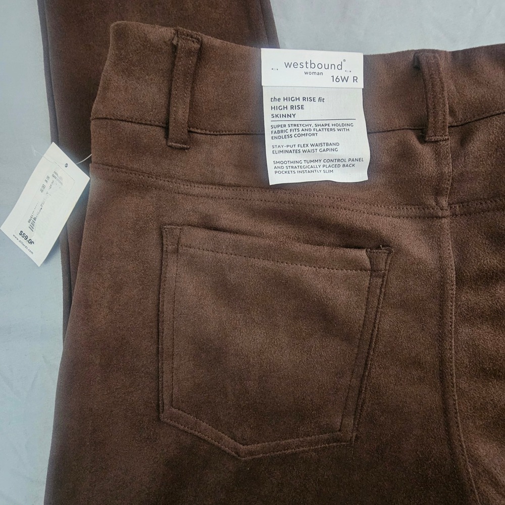Westbound Woman 16W High Rise Skinny Dk Brown Suede Feel Legging NWT L687 - Picture 8 of 10